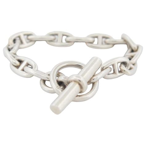 bracelet hermes argent massif|Hermes chain of anchor bracelet.